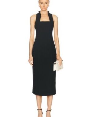 cult gaia Black Square-Neck Midi Dress